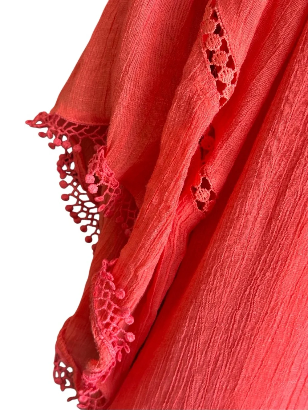 Indigo Rose Coral Crochet V-Neck Boho Tunic Dress. Size Medium